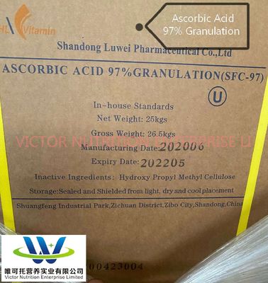 Luwei Cspc Huazhong Vitamin C DC97 Ascorbic Acid 97% Granulation Coated 97% Formula C6H8O6